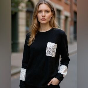Stylish Black Lace Sweater